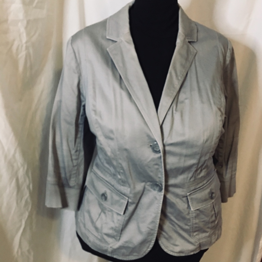 Lane Bryant Cotton Heather Gray 3/4 Sleeve Jacket
